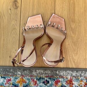 Gianvito Rossi Metallic Pink Embellished Heels